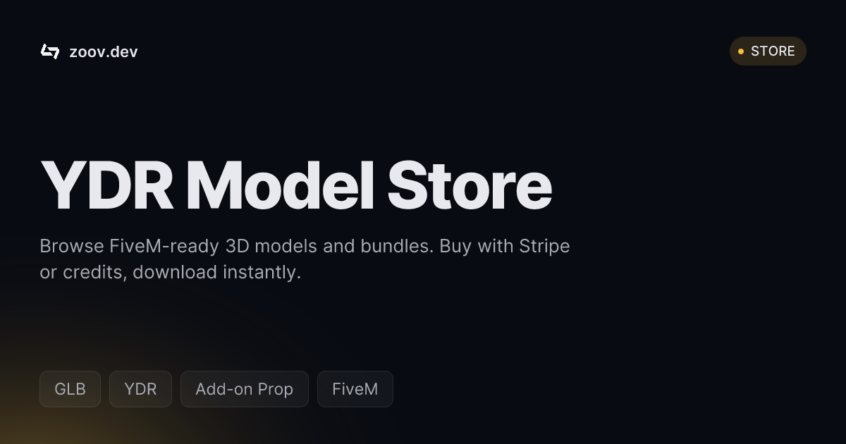 YDR Model Store · Zoovdev